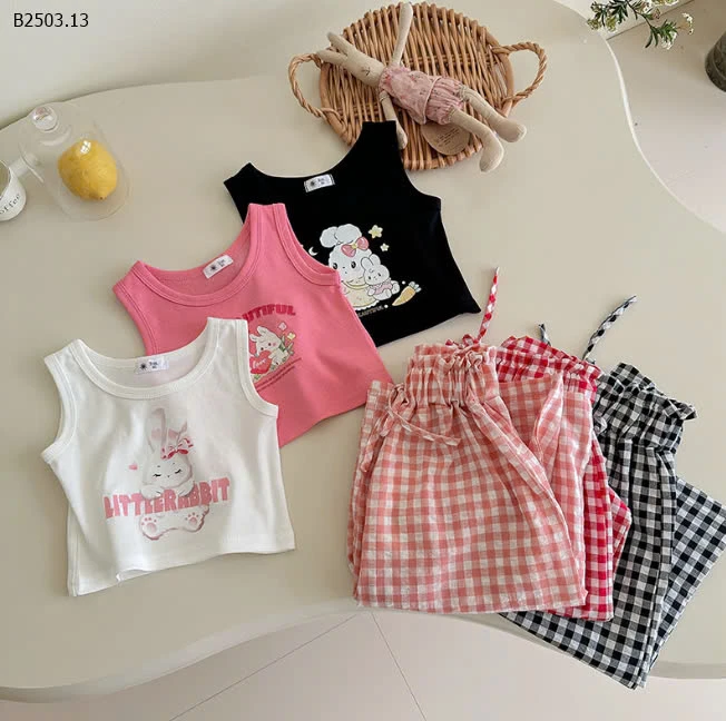 SET ÁO BA LỖ MIX QUẦN ỐNG RỘNG CARO BG-sỉ 150k