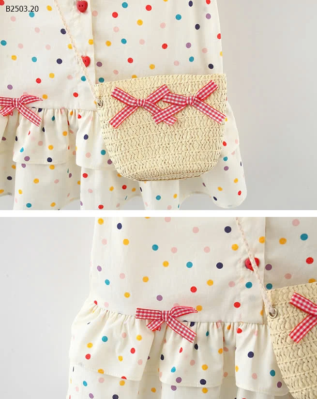 VÁY SÁT NÁCH VIỀN BÈO CHẤM BI BG-sỉ 122k