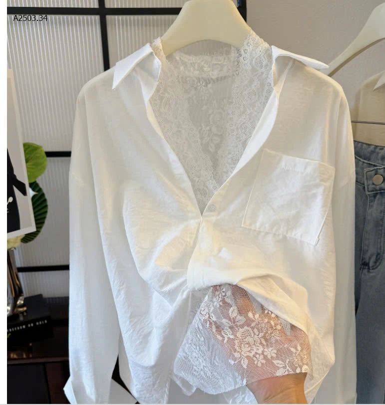 ÁO SƠ MI PHỐI ÁO REN ANNA-sỉ 215k