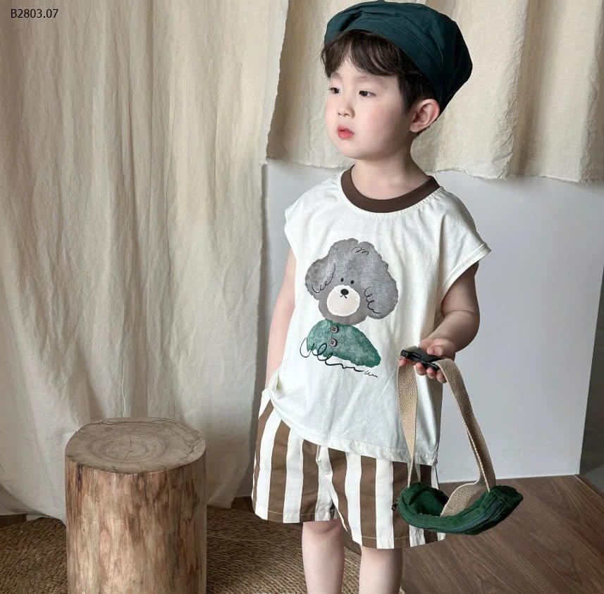 Bộ mặc nhà họa tiết chó cho bé -sỉ 144k