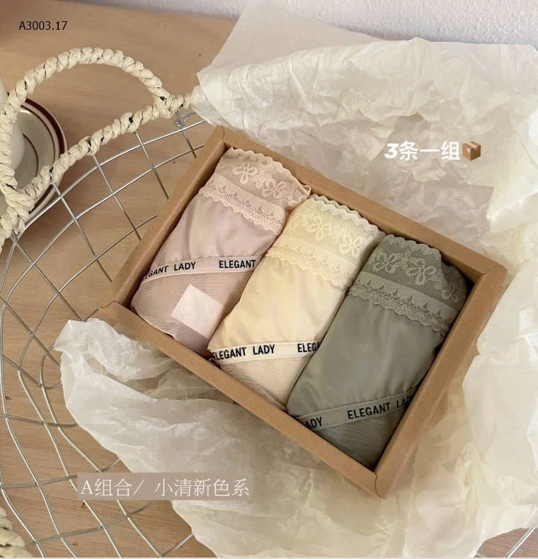 SET 3 QUẦN CHIP VIỀN REN CẠP CAO CHO NỮ -sỉ 115k/set 3c