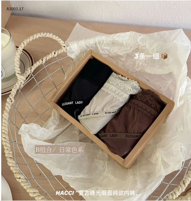 SET 3 QUẦN CHIP VIỀN REN CẠP CAO CHO NỮ -sỉ 115k/set 3c