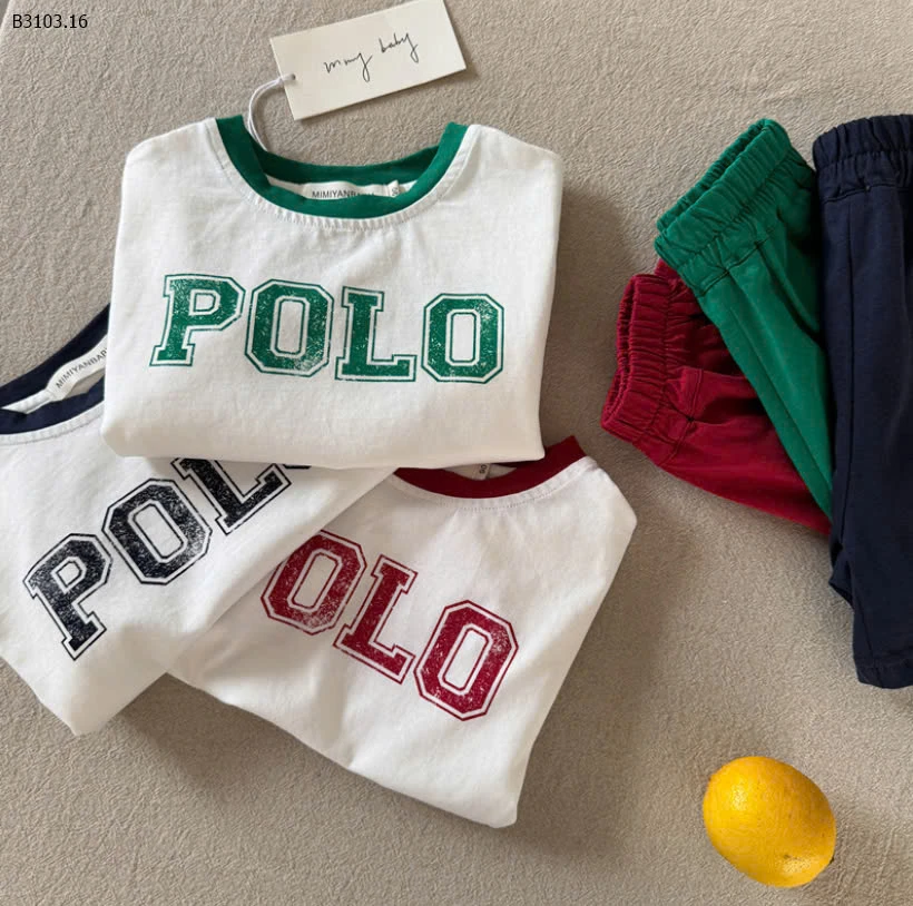 BỘ CỘC TAY IN CHỮ POLO CHO BÉ TRAI MMY-sỉ 165k