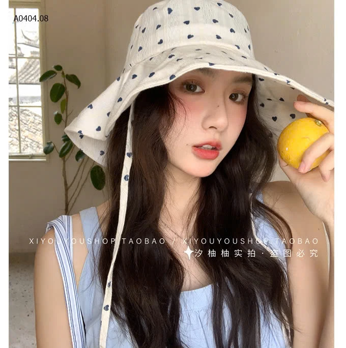 Mũ vải vành tròn chấm bi hàn quốc sỉ 103k