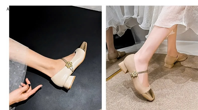 GIÀY MARRY JANE ĐẾ VUÔNG HOA TRÀ-sỉ 145k