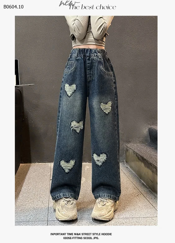 JEANS SUÔNG THÊU TRÁI TIM-sỉ 148k