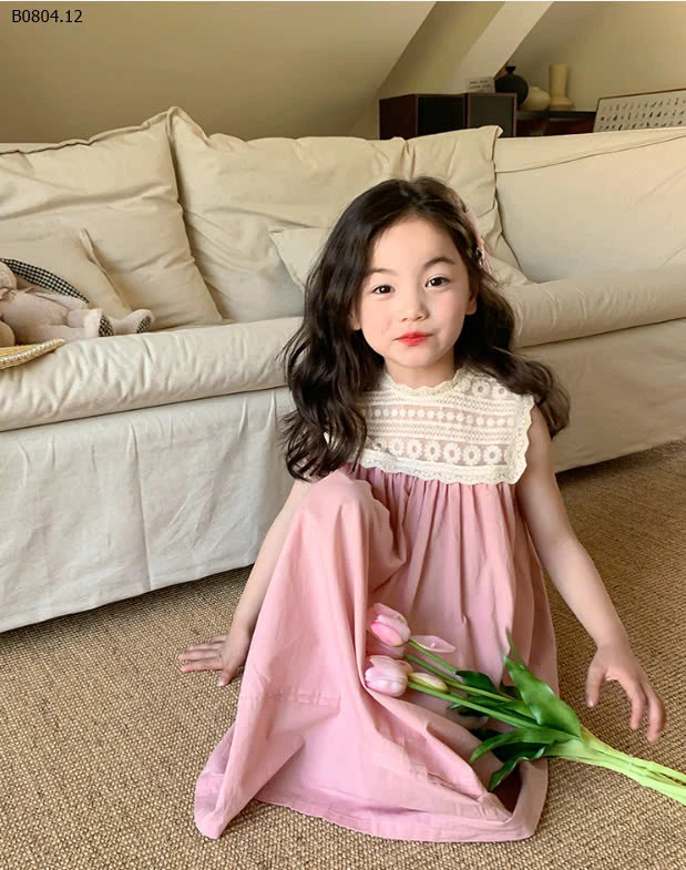 VÁY BÉ PHỐI REN AMBB BG -sỉ 150k