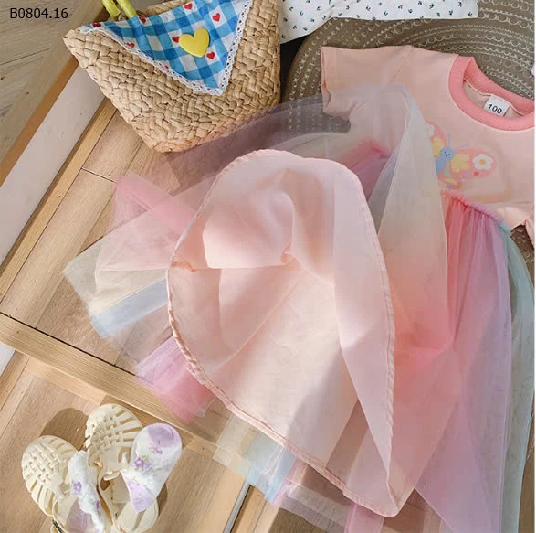 VÁY THUN SẮC MÀU PHỐI CHÂN VOAN -sỉ 168k