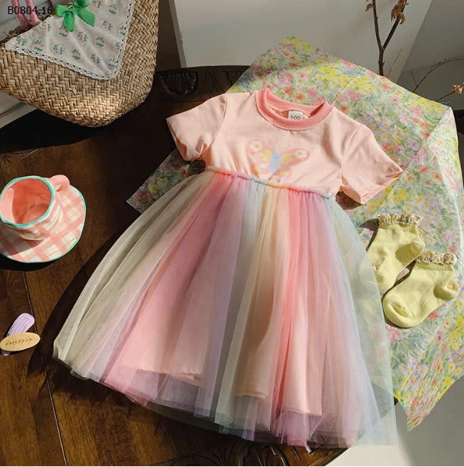 VÁY THUN SẮC MÀU PHỐI CHÂN VOAN -sỉ 168k