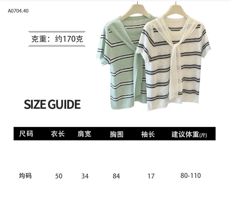 ÁO THUN DỆT KIM KÈM KHĂN -sỉ 161k