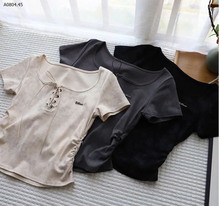 ÁO THUN ĐAN DÂY NHÚN EO NỮ -sỉ 127k