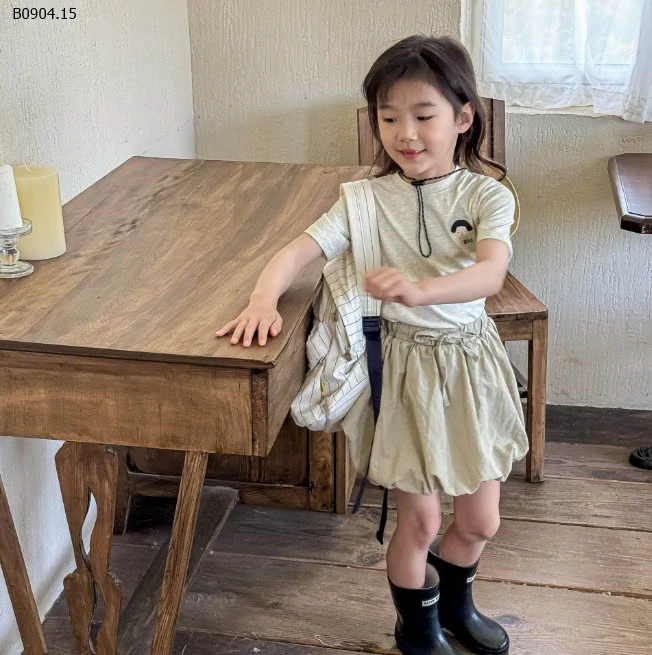 ÁO PHÔNG XÁM CỘC TAY CHO BÉ-sỉ 110k