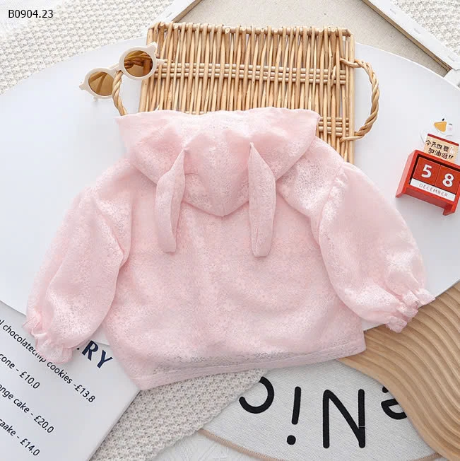 ÁO KHOÁC MỎNG TAI THỎ CHO BÉ GÁI -sỉ 83k
