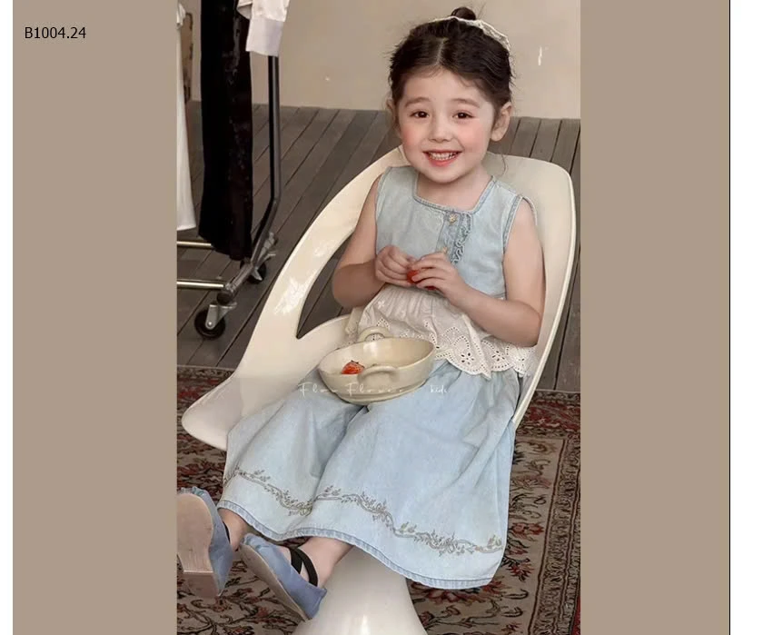 SET BỘ ÁO REN DENIM MIX CHÂN VÁY sỉ 239k