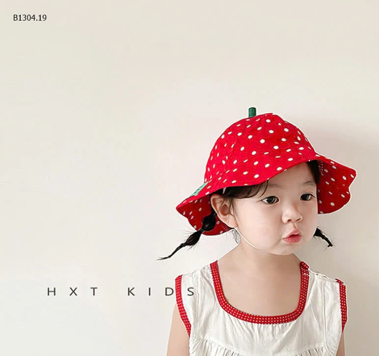  MŨ VÀNH TRÒN DÂU TÂY ĐỎ CHO BÉ  - sỉ 77k