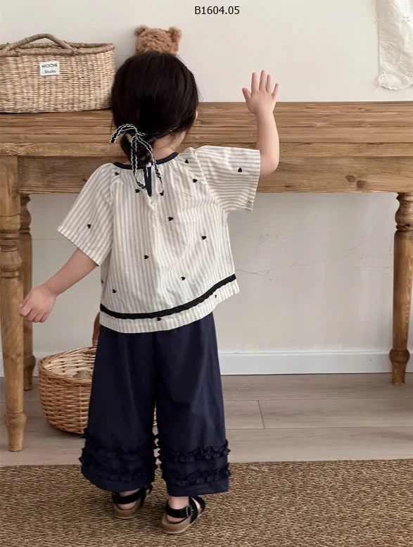 ÁO KẺ TIM CHO BÉ GÁI  - sỉ 163k