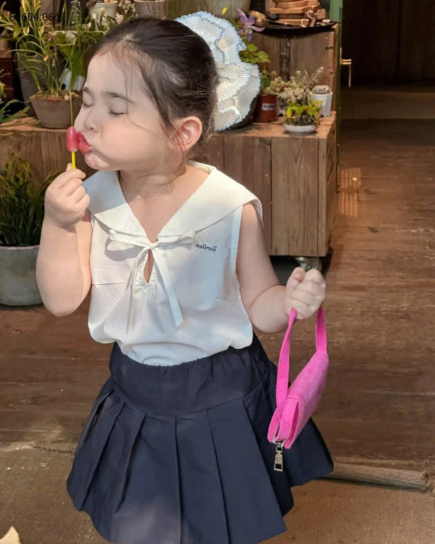 SET ÁO SÁT NÁCH MIX CHÂN VÁY XẾP LI CHO BÉ GÁI- sỉ 200k