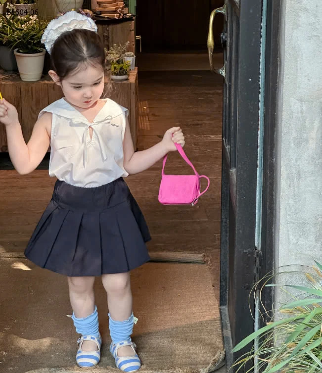 SET ÁO SÁT NÁCH MIX CHÂN VÁY XẾP LI CHO BÉ GÁI- sỉ 200k