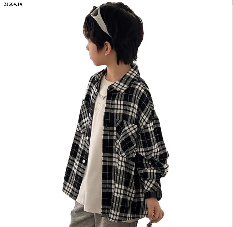 ÁO SƠ MI KẺ DÀI TAY CHO BÉ TRAI -sỉ 115k