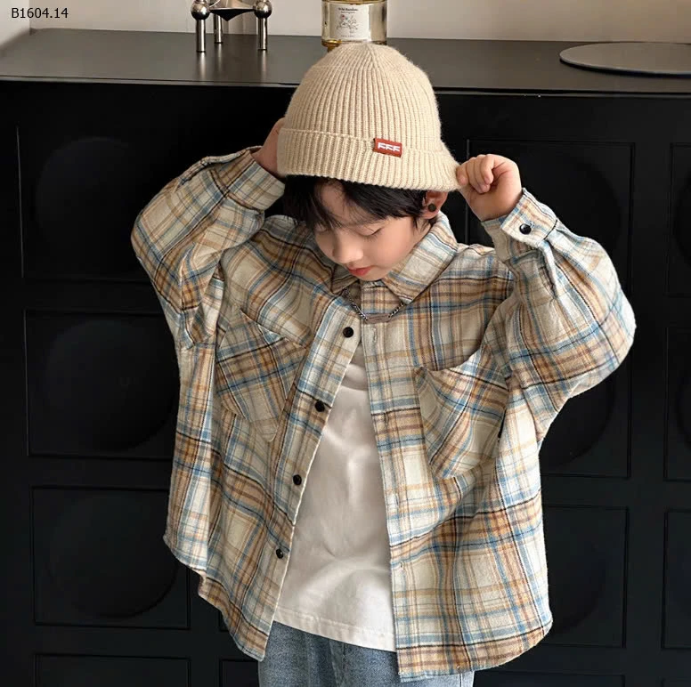 ÁO SƠ MI KẺ DÀI TAY CHO BÉ TRAI -sỉ 115k