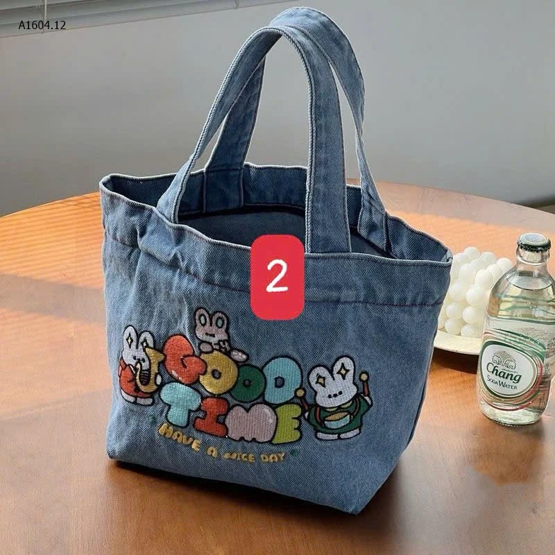 GOM TÚI XÁCH BÒ THÊU CARTOON RẺ  - sỉ 55k