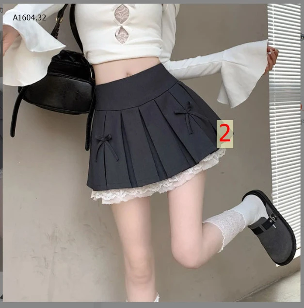   CHÂN VÁY XẾP LY 2 TẦNG PHỐI REN CHO NỮ- sỉ 120k