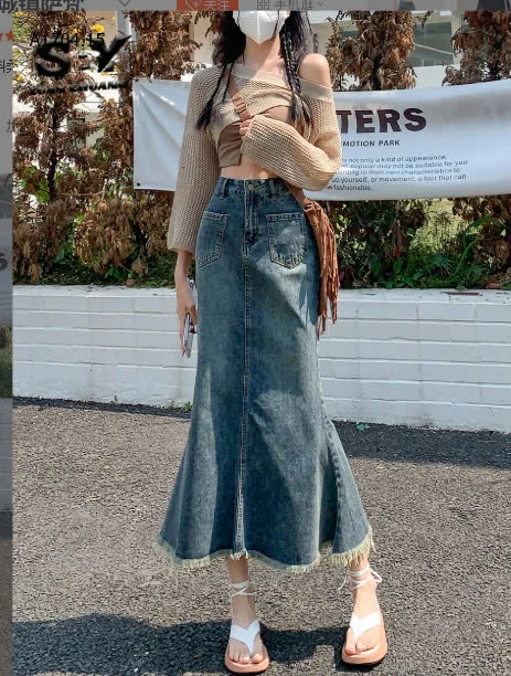 CHÂN VÁY JEANS DÁNG DÀI - sỉ 157k