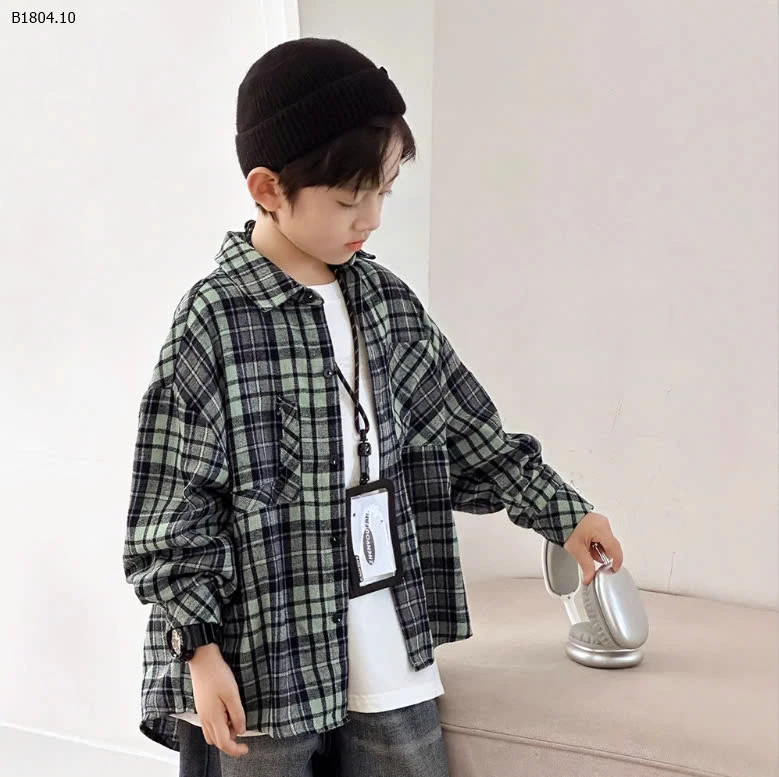 ÁO SƠ MI KẺ DÀI TAY CHO BÉ TRAI-Sỉ 109k