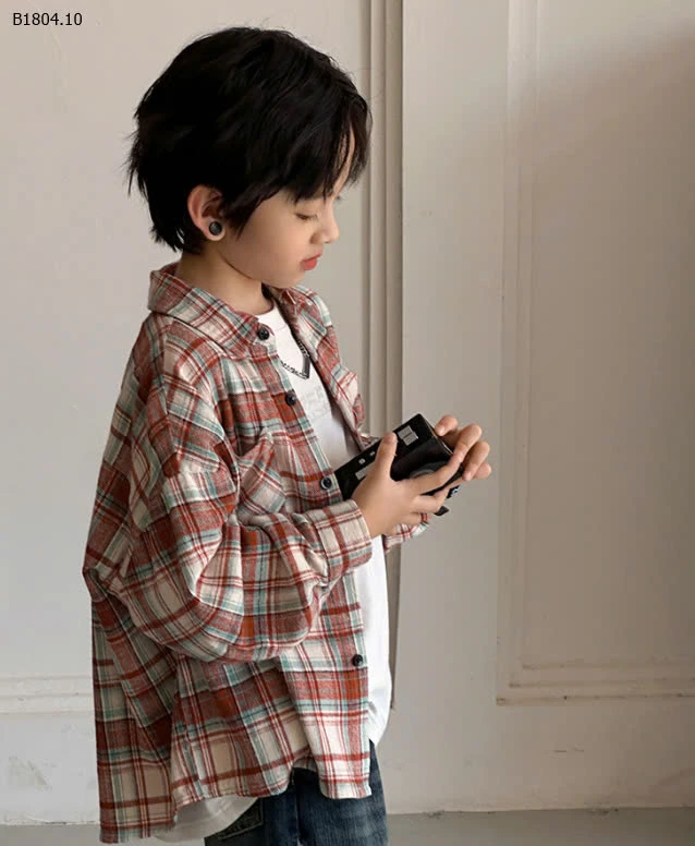 ÁO SƠ MI KẺ DÀI TAY CHO BÉ TRAI-Sỉ 109k