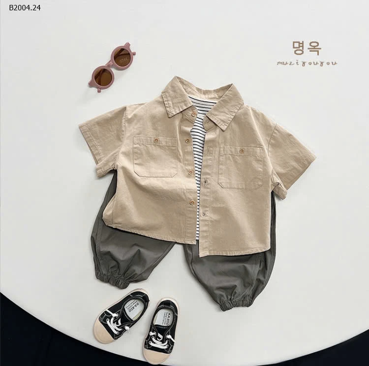 ÁO SƠ MI CỘC TAY BÉ TRAI -sỉ 152k