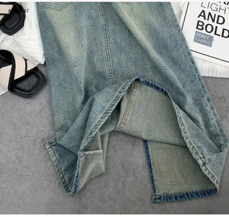 CHÂN VÁY JEAN XẺ DÁNG CHỮ A -sỉ 134k