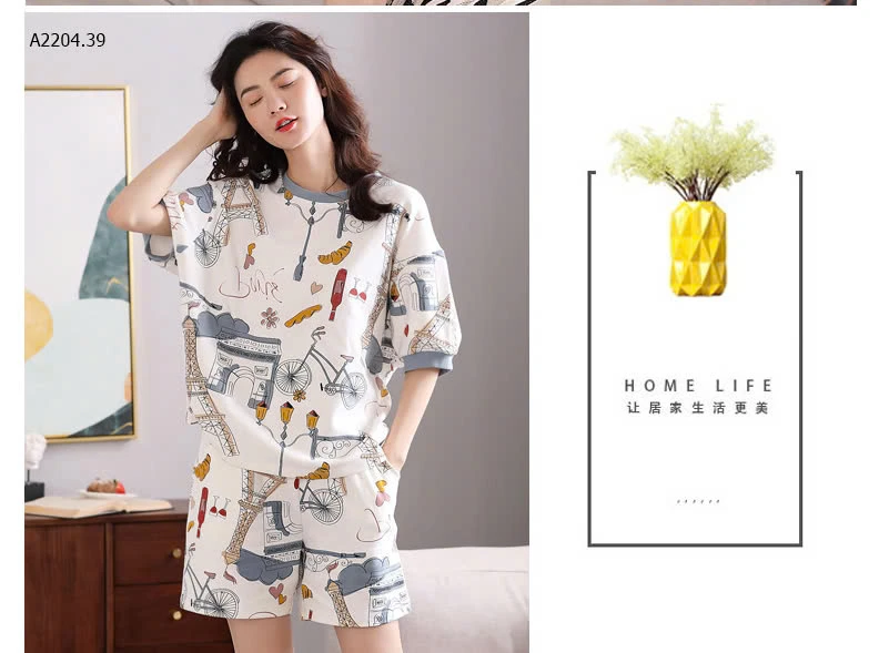 SET BỘ CỘC TAY MẶC NHÀ NỮ-sỉ 162k