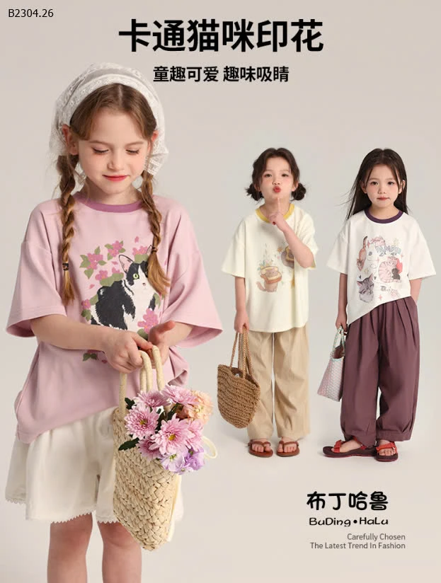 ÁO THUN CỘC TAY IN HÌNH BÉ GÁI-sỉ Sz 100-160 : 140k           Sz 170 : 155k