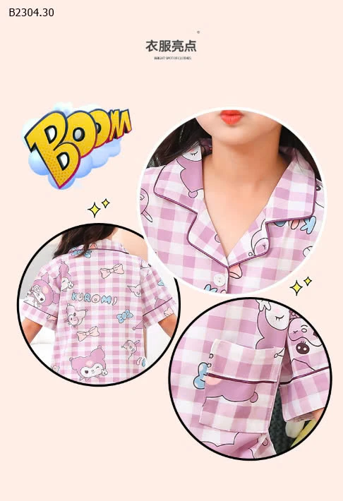 BỘ PIZAMA CỘC TAY CHO BÉ GÁI-sỉ 109k