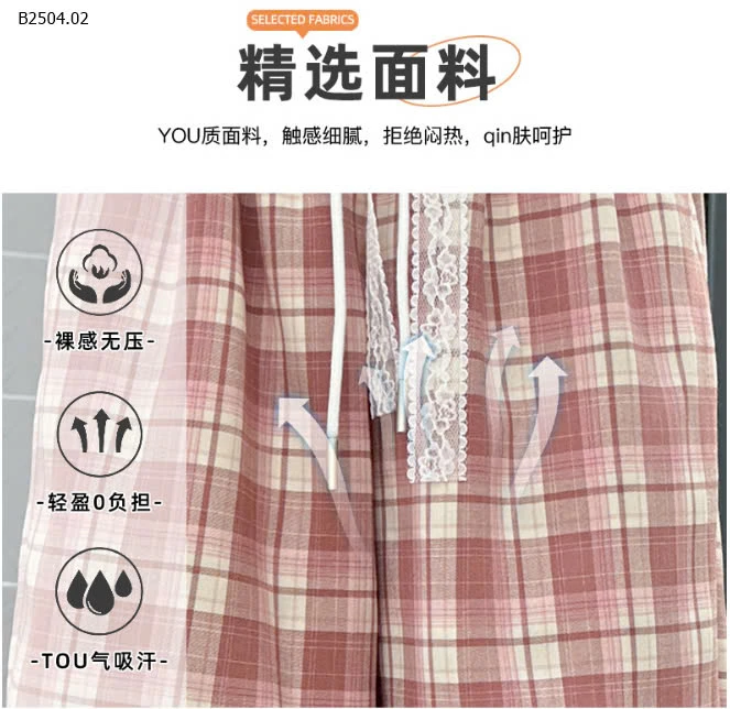 QUẦN SUÔNG KẺ ỐNG RỘNG CẠP CHUN BG-sỉ 142k