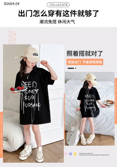 ÁO THUN CHỮ DÁNG DÀI GIẤU QUẦN BÉ GÁI -sỉ 152k