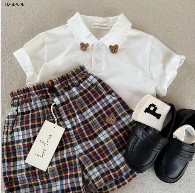 ÁO POLO CỘC TAY CỔ GẤU CHO BÉ TRAI-sỉ 137k