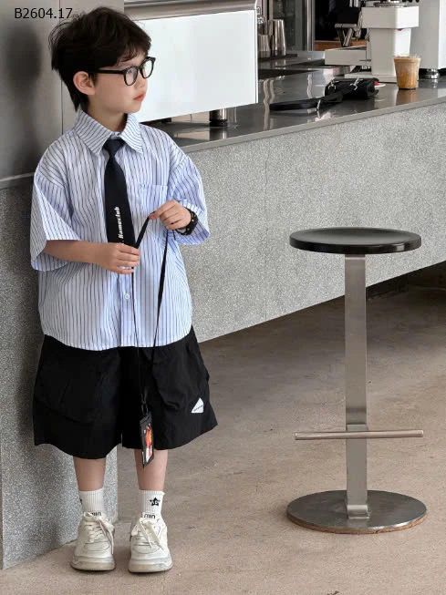 ÁO SƠ MI CỘC TAY KÈM CÀ VẠT BT TAIRU -sỉ 145k