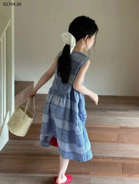 VÁY XÒE KẺ CARO XANH-sỉ 213k