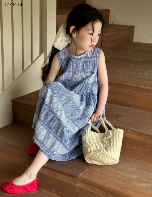 VÁY XÒE KẺ CARO XANH-sỉ 213k