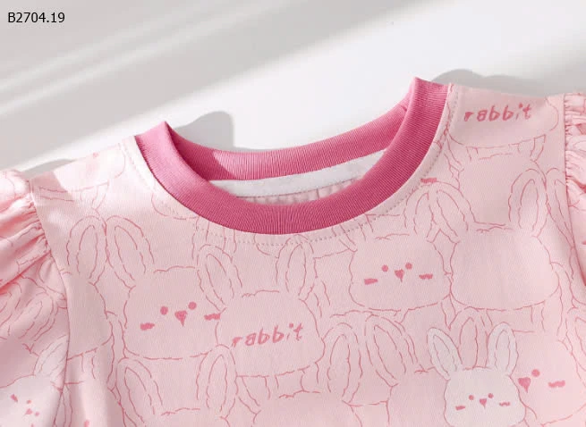 ÁO CHO BÉ GÁI HOẠ TIẾT THỎ-sỉ 85k