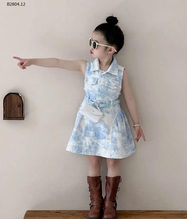 Váy xanh sát nách bé gái -sỉ 240k