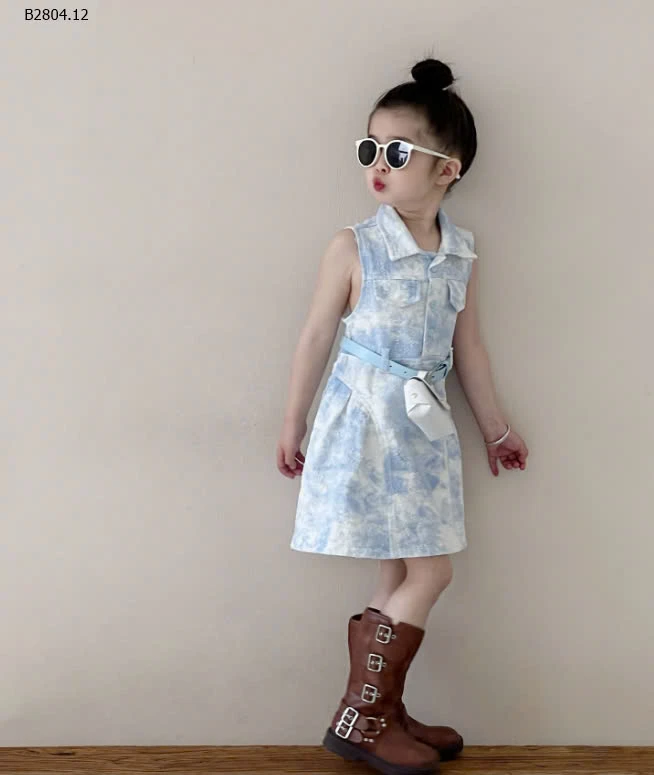 Váy xanh sát nách bé gái -sỉ 240k