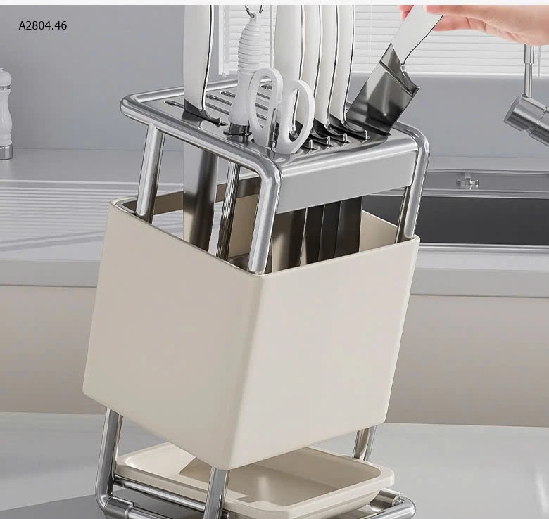 Khay để dao bằng kim loại thoáng hơn khay gỗ, không lo ẩm mốc-sỉ 170k