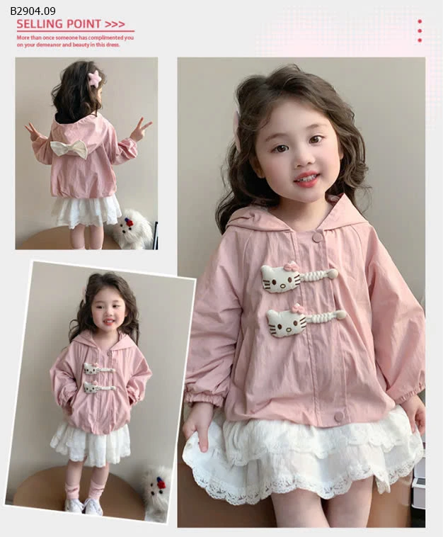 ÁO KHOÁC MÈO CÓ MŨ CHO BÉ GÁI -sỉ 200k