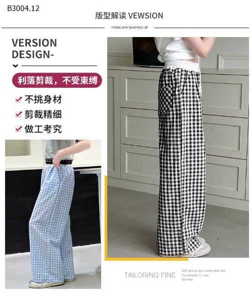 QUẦN ỐNG RỘNG KẺ CARO -sỉ 126k