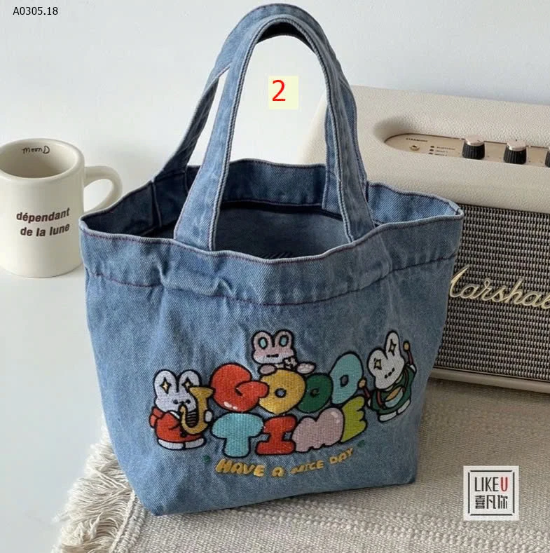 TÚI JEAN THÊU HOẠT HÌNH-sỉ 61k