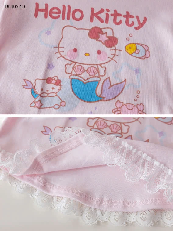 ÁO HELLO KITTY PHỐI REN CHO BÉ GÁI  CUTE -sỉ 85k