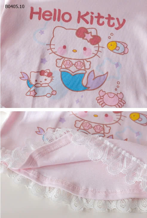 ÁO HELLO KITTY PHỐI REN CHO BÉ GÁI  CUTE -sỉ 85k