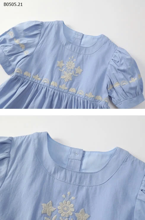 ĐẦM XANH DƯƠNG THÊU HOA NGỰC -sỉ 142k